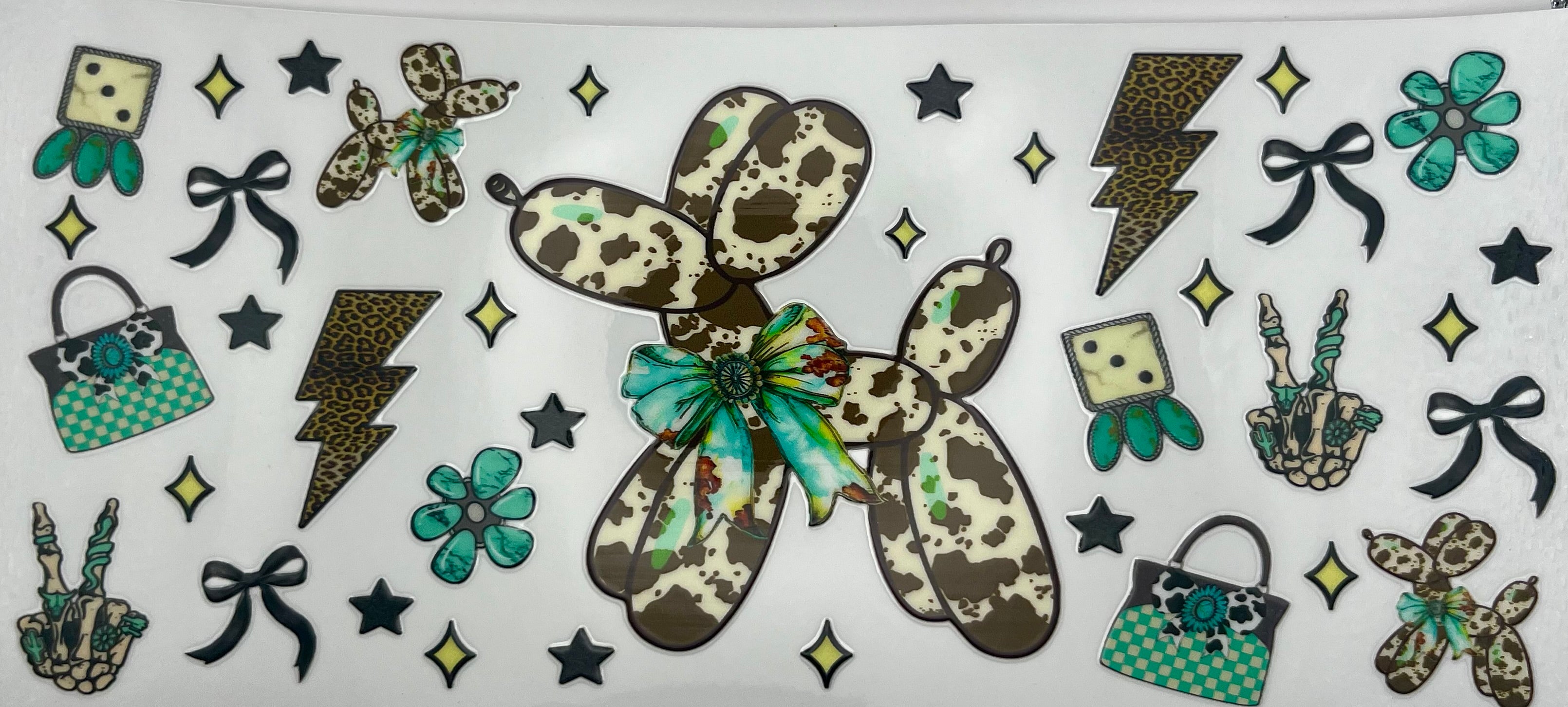 Cow print balloon dog