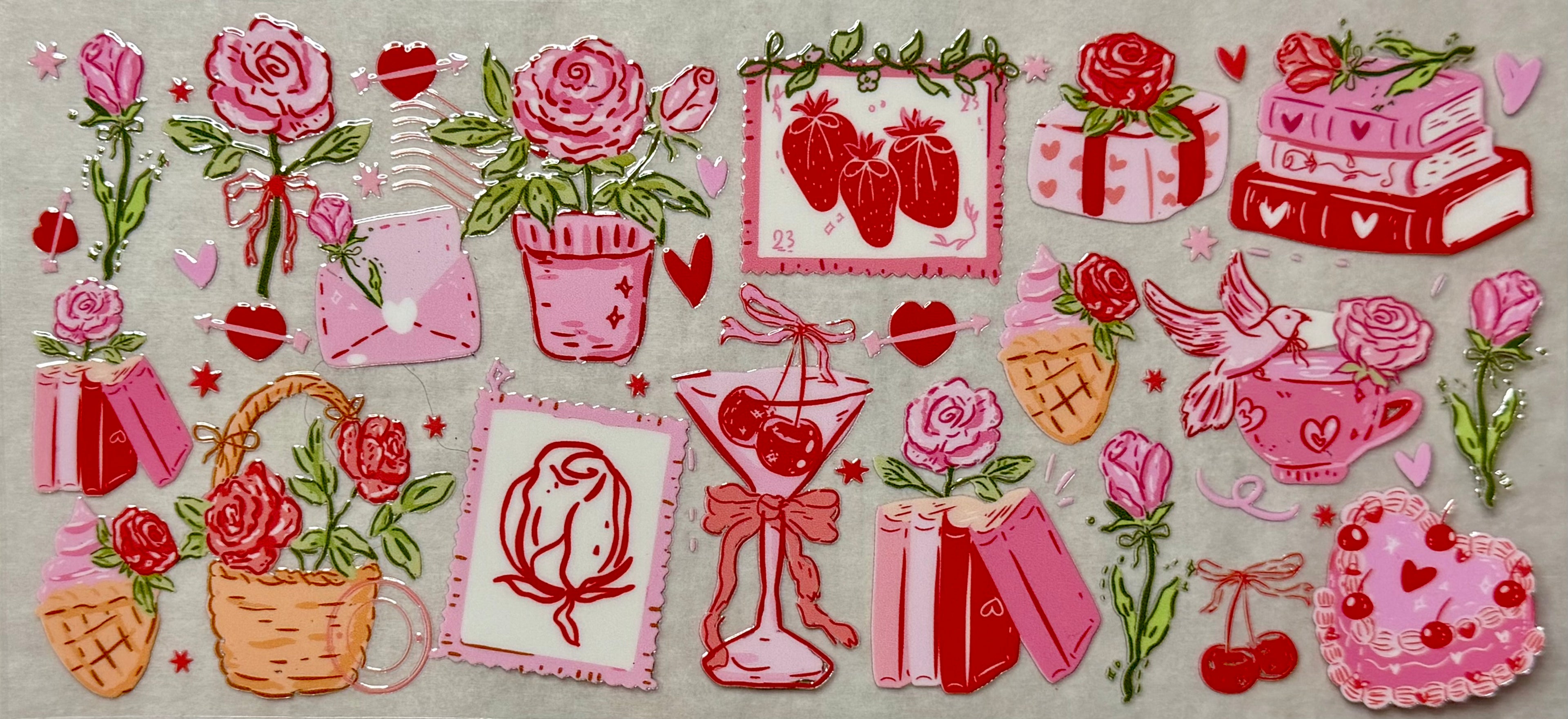 Strawberries, cherries & flowers