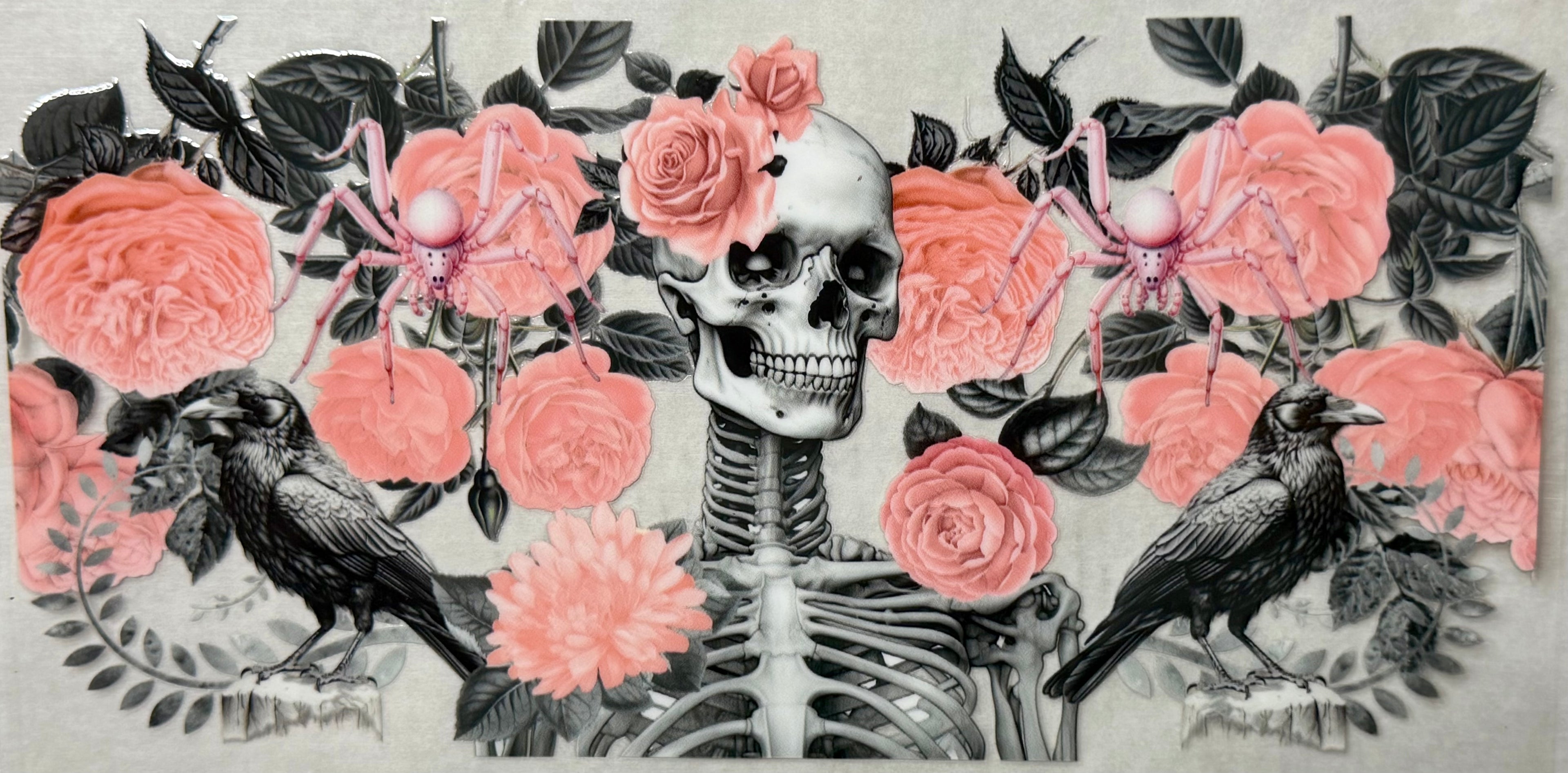 Skeleton & Pink Roses