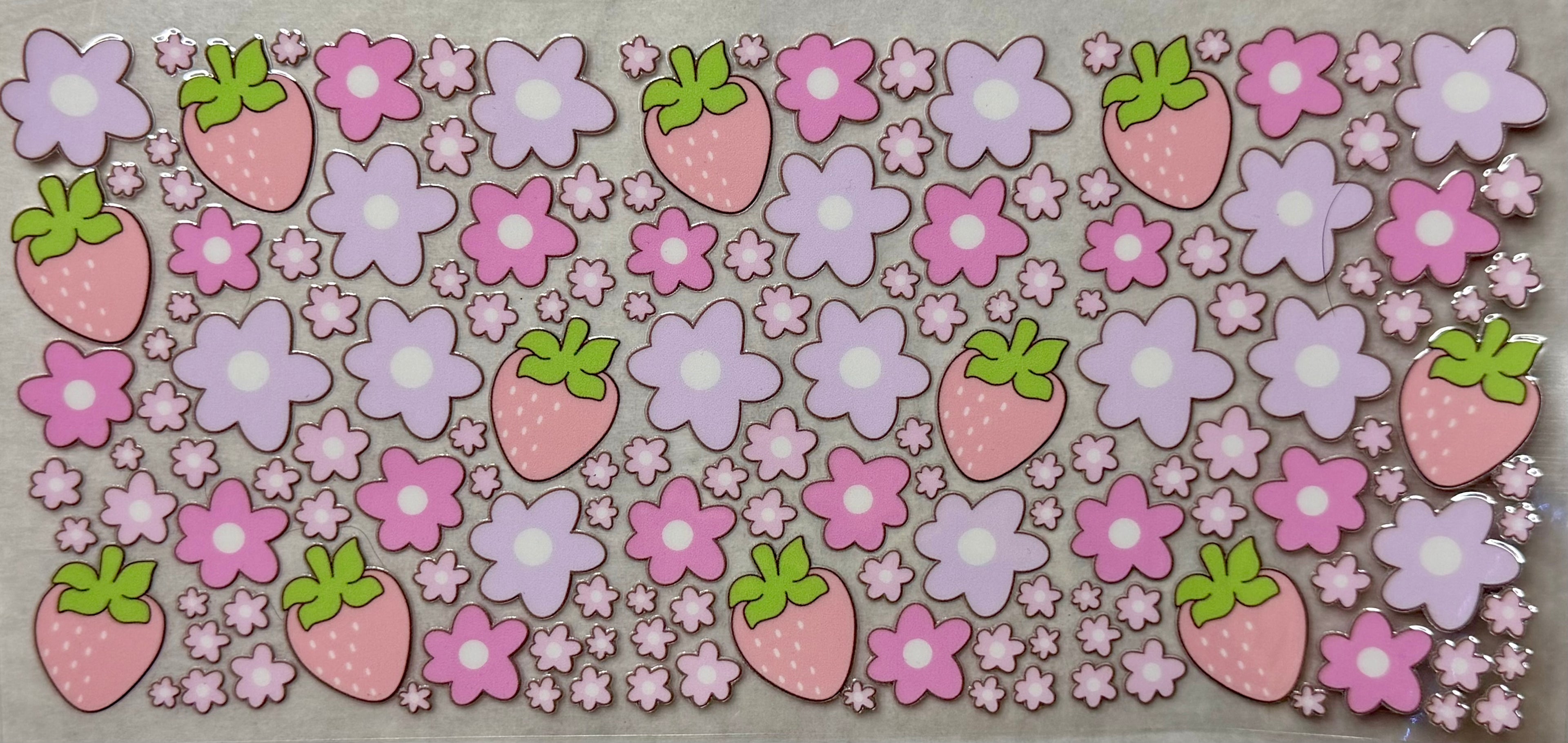 Pastel flowers & strawberries