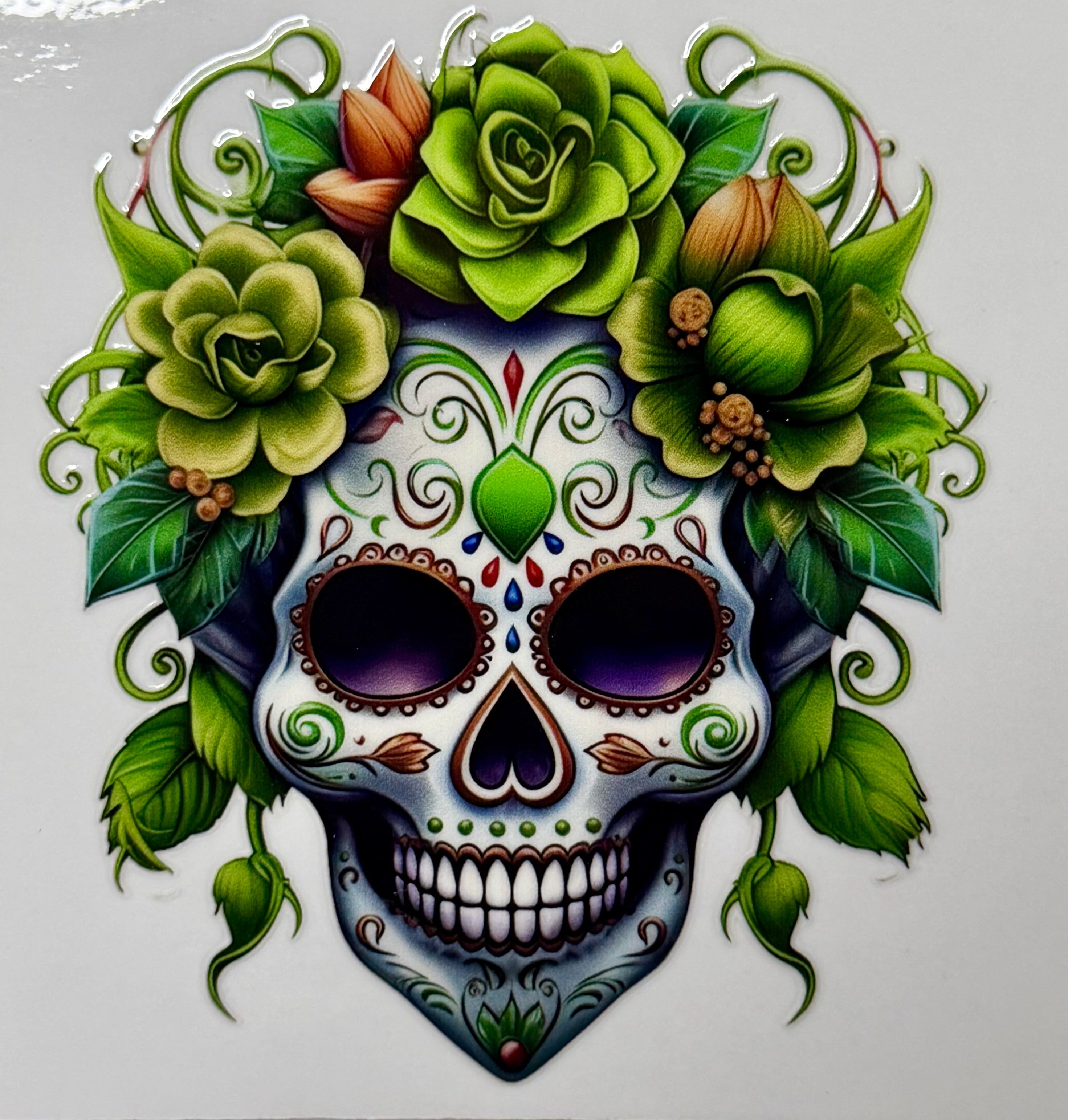 Green sugar skull